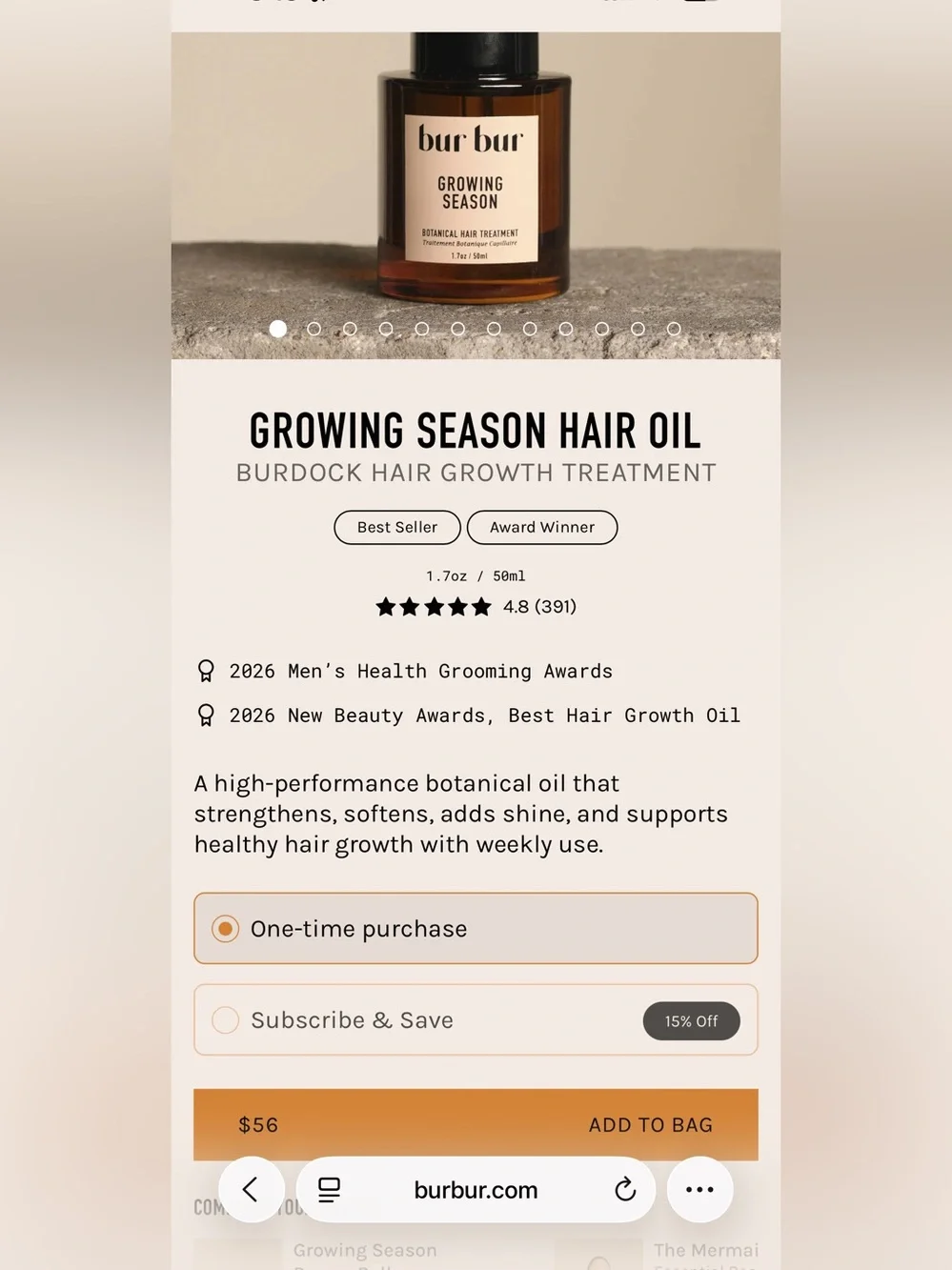 Bur Bur Growing Season Botanical Hair Treatment NEW IN BOX